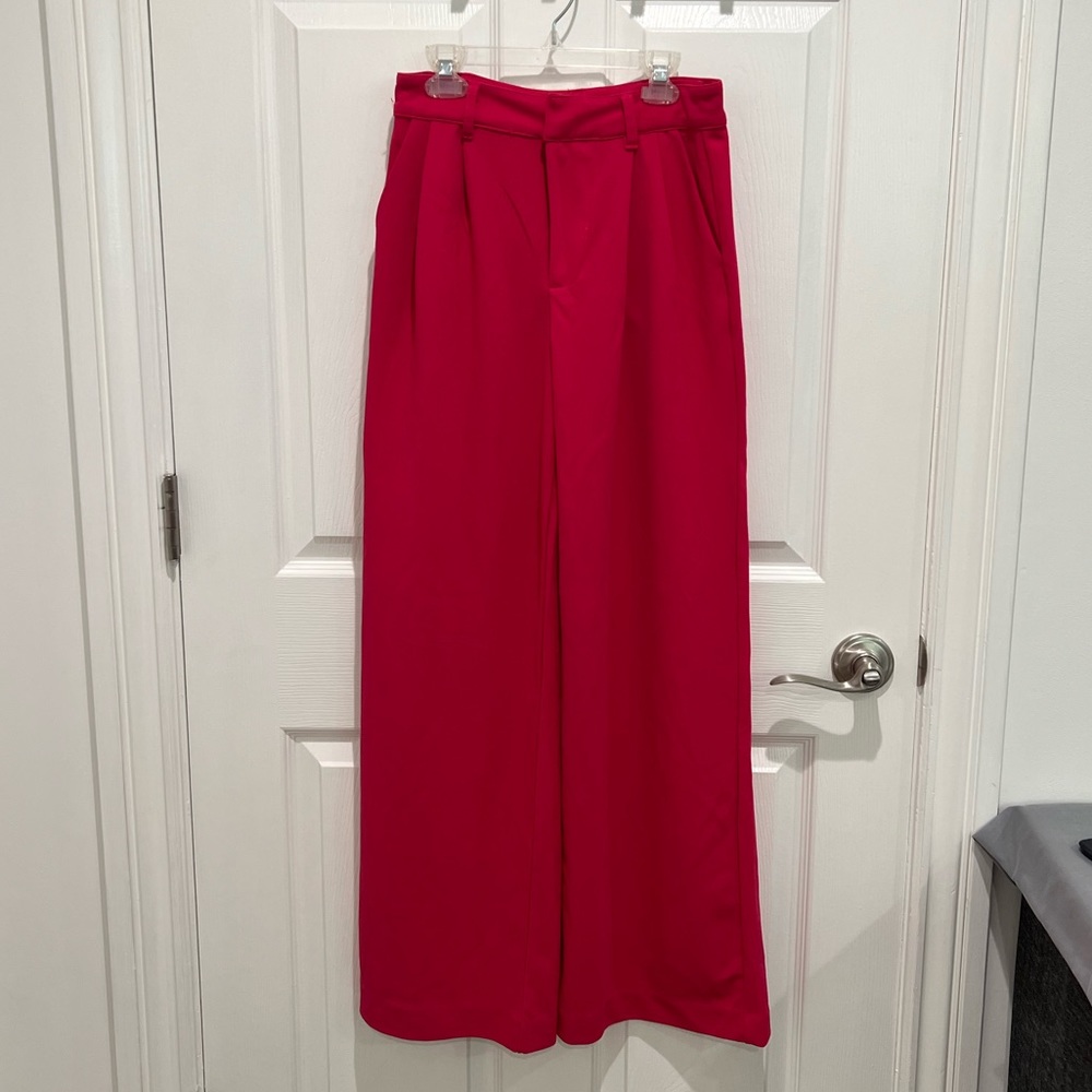 Fuchsia Pink Wide Leg Pants Trousers